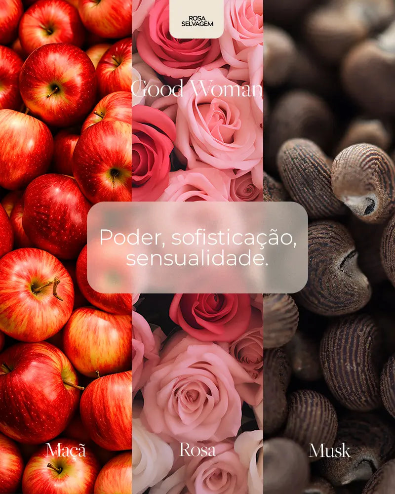 Notas olfativas do Body Splash Good Woman 200ml da Rosa Selvagem