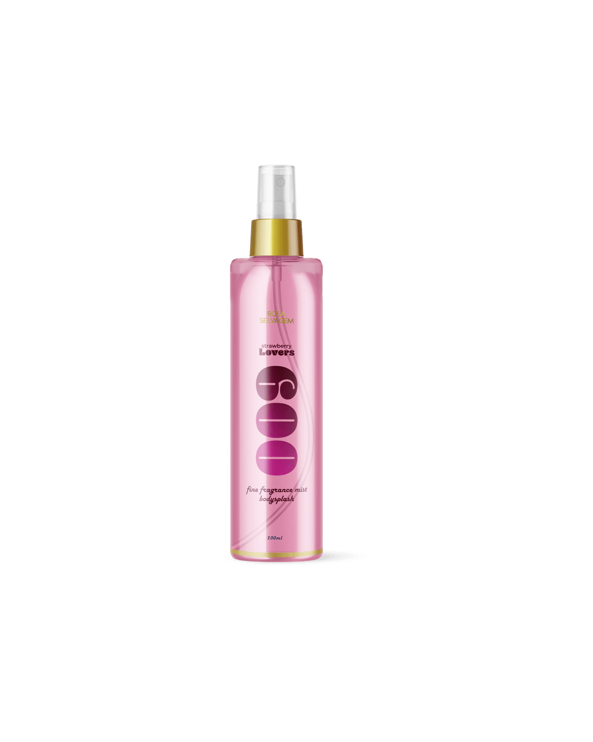 Frasco do Body Splash Rosa Lovers 200ml na fragrância 009 Morango