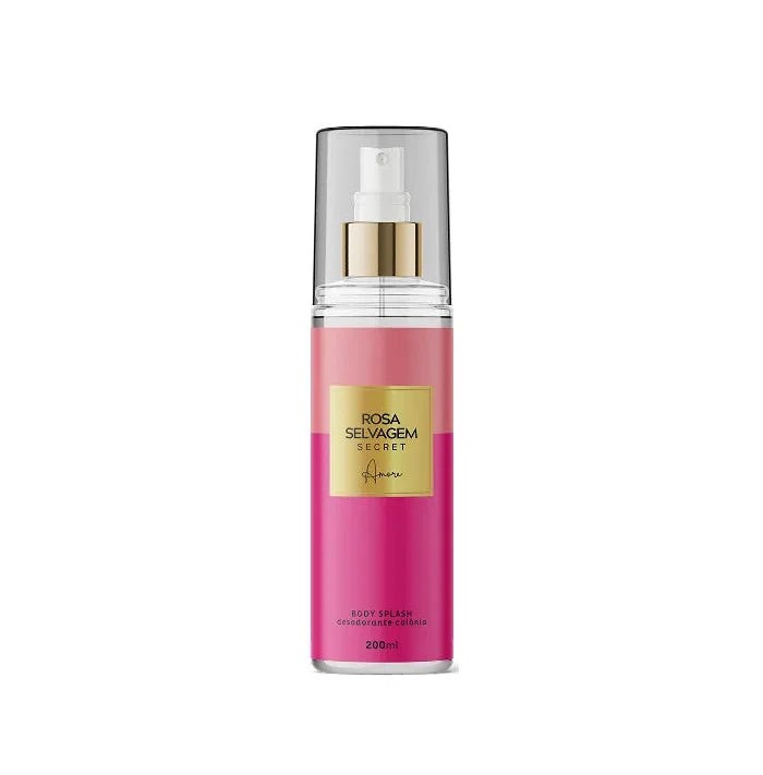 Frasco do Body Splash Secrets Amore 200ml da Rosa Selvagem